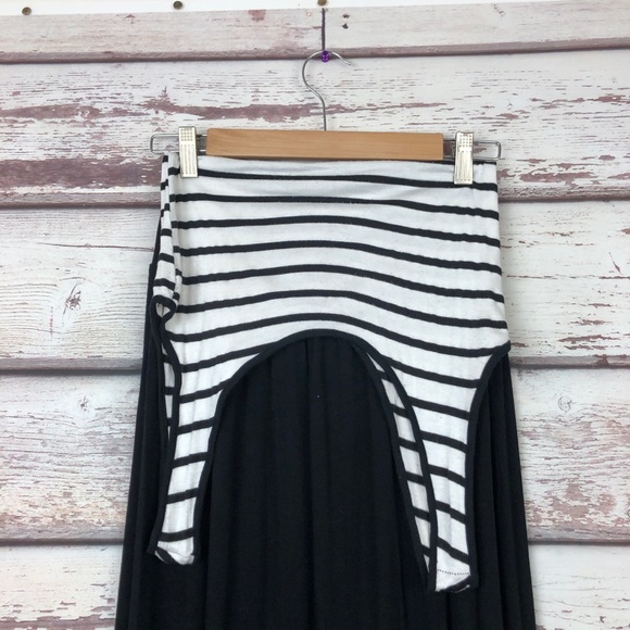 Vintage mix media striped knit leather maxi dress - Picture 7 of 7